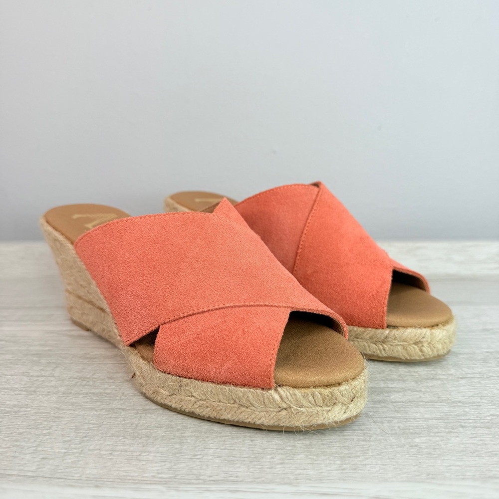 BRAND NEW! Anthropologie Paseart coral suede espadille wedge sandals size 6 - Picture 11 of 13